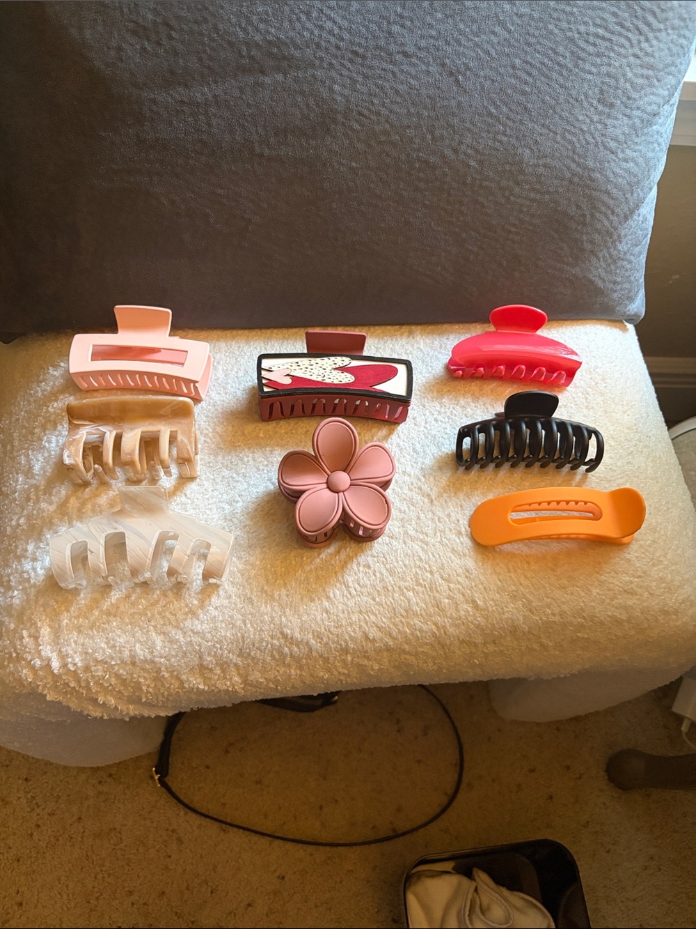 Colorful Hair Clip Set - Pink, Red, Clear, Black, Orange